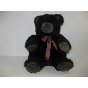 GRIZZLY BEAR The Petting Zoo Plush‎ 13" 1994 Black Teddy Animal Toy RARE VTG
